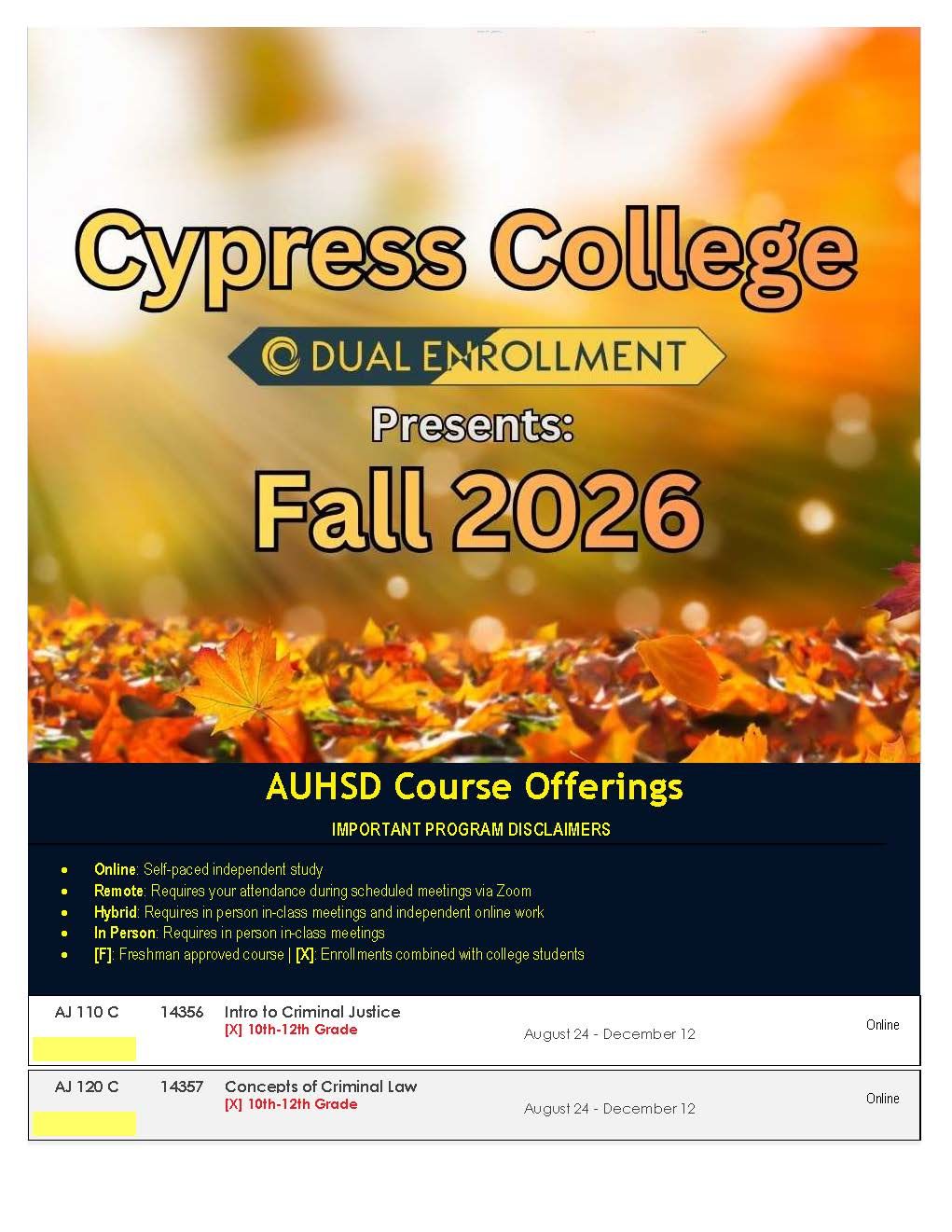 Fall Course Flyer